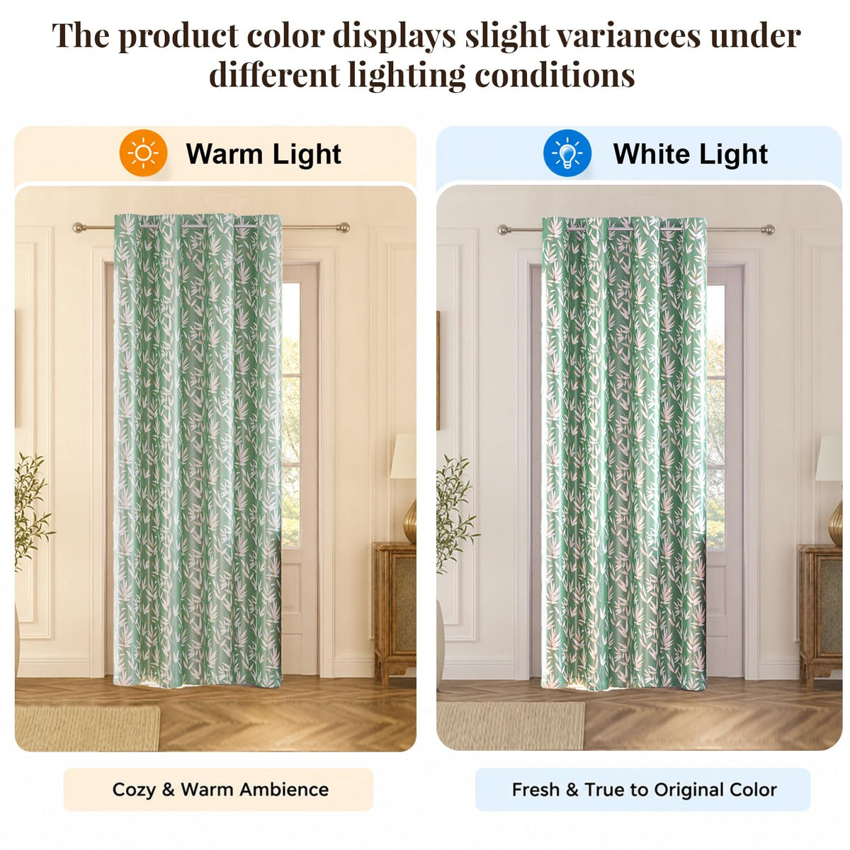 HOKIPO Luxe Foliage Foil Printed Curtains, 7 Feet Long - Sage Green - image 6