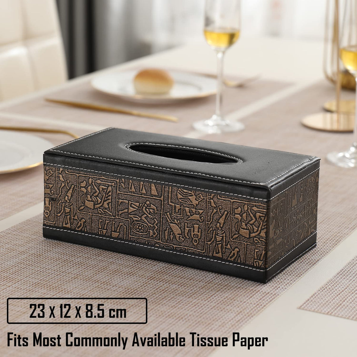 buy metallic PU leather tissue paper holder | HOKIPO