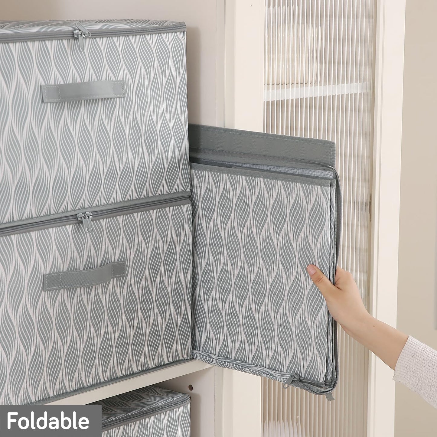 Foldable Clothes Organizer Box | Durable Non-Woven Storage with Zipper & Handle
