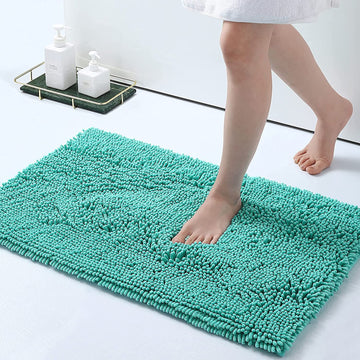 Chenille Luxury Bath Rug, Extra Soft And Absorbent Large Bathroom, Turquoise