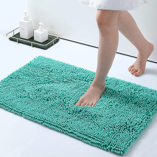 Chenille Luxury Bath Rug, Extra Soft And Absorbent Large Bathroom, Turquoise