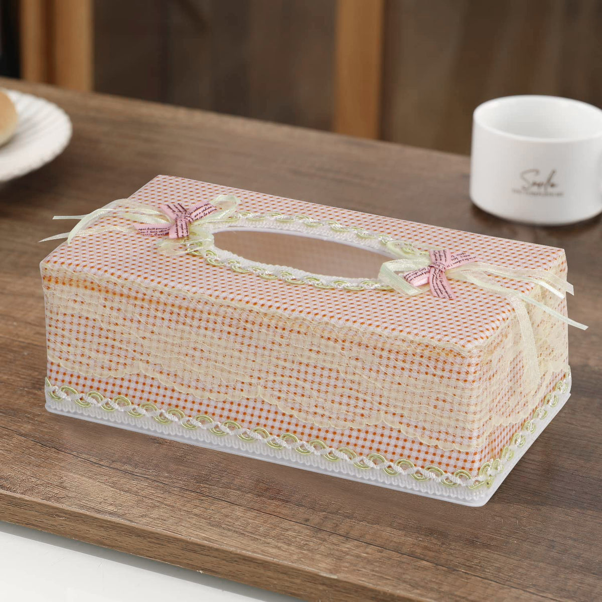 Plastic Tissue Paper Holder, Beige