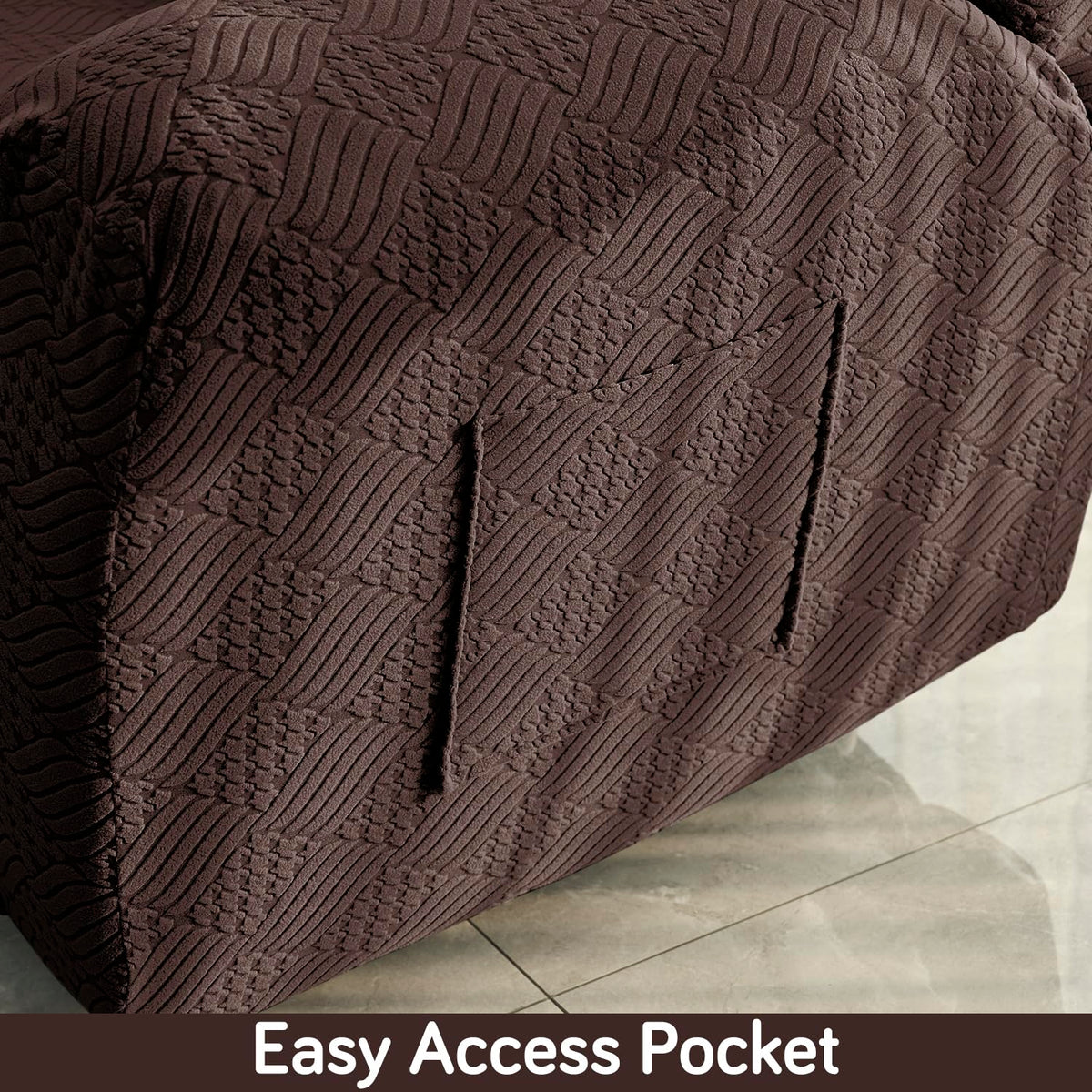 Buy HOKIPO Brown colour jacquard recliner sofa cover with pocket