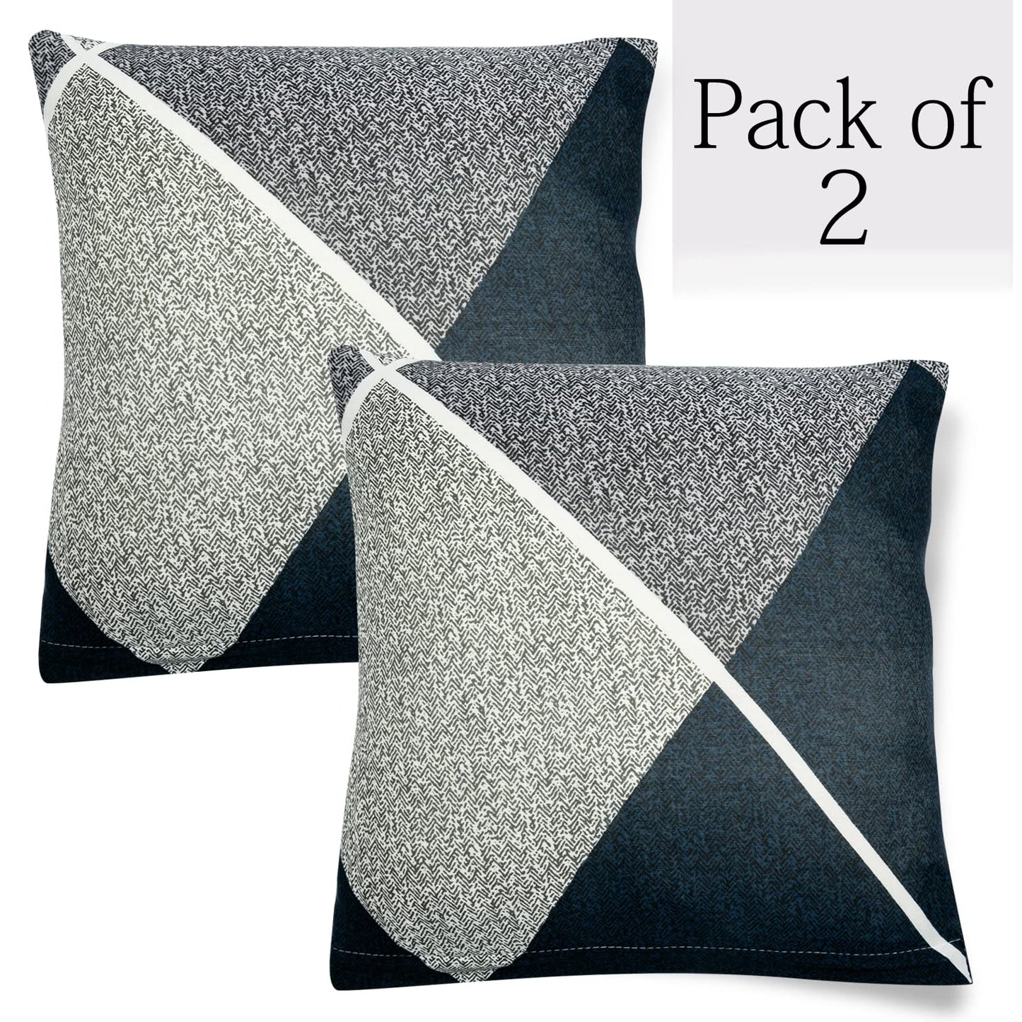 HOKIPO Stretchable Pack of 2 Cushion Cover 16x16, Blue Rhombus