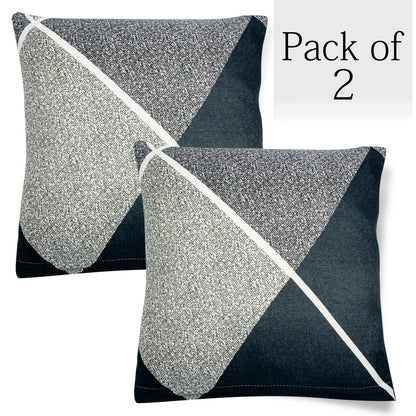 HOKIPO Stretchable Pack of 2 Cushion Cover 16x16, Blue Rhombus