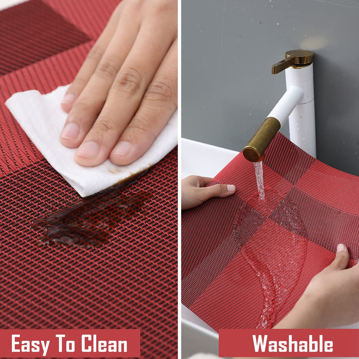 Buy Ruby Red Colour Washable PVC Tables Runner | HOKIPO
