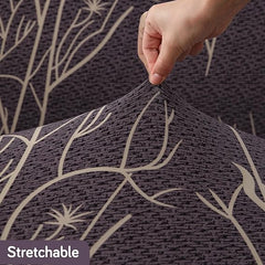 Stretchable 140 GSM Footstool Cover, Dark Coffee Twigs