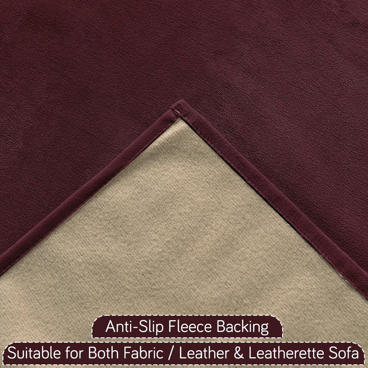 Premium Holland Velvet 5-Seater Sofa Cover (3+1+1), TasselTone Series | Wine Red