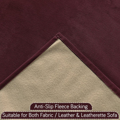 Premium Holland Velvet 5-Seater Sofa Cover (3+1+1), TasselTone Series | Wine Red