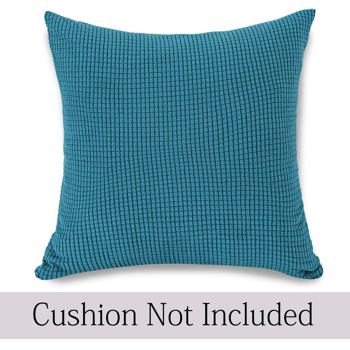 Teal Colour Grid Texture Jacquard Pillow Covers | 18x18 Inch