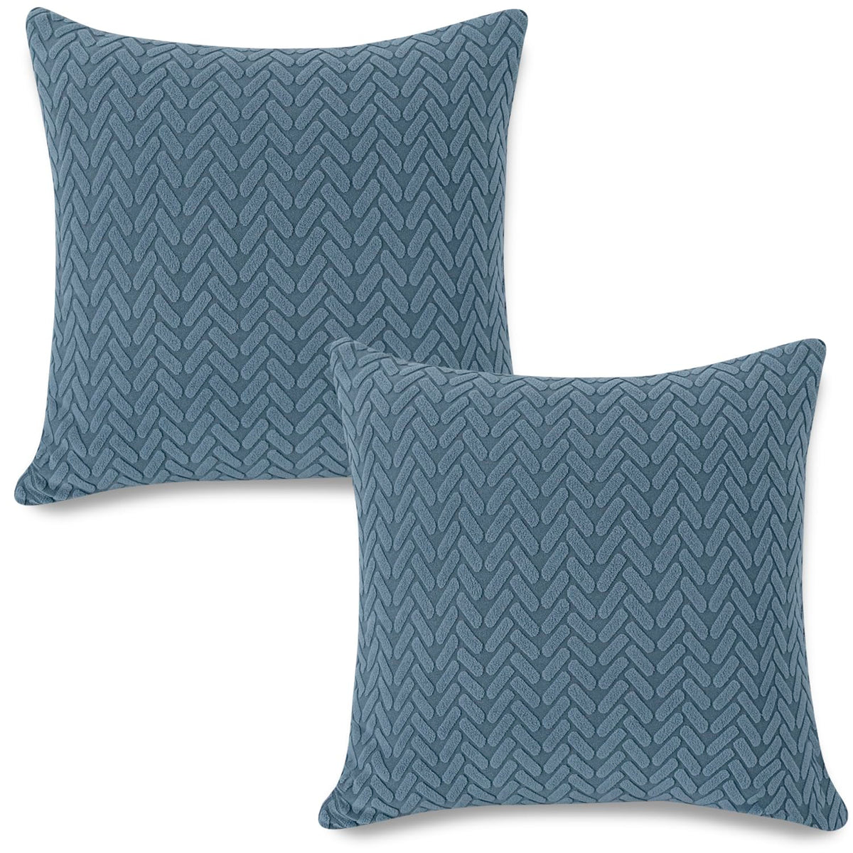Premium Dark Blue Colour Grid Texture Jacquard Cushion Cover | 18x18 Inch Size