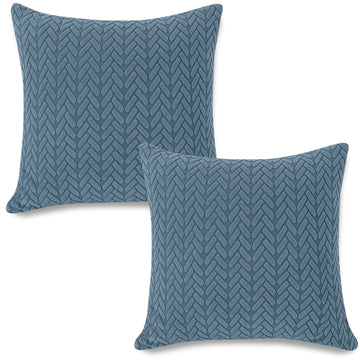 Premium Dark Blue Colour Grid Texture Jacquard Cushion Cover | 18x18 Inch Size
