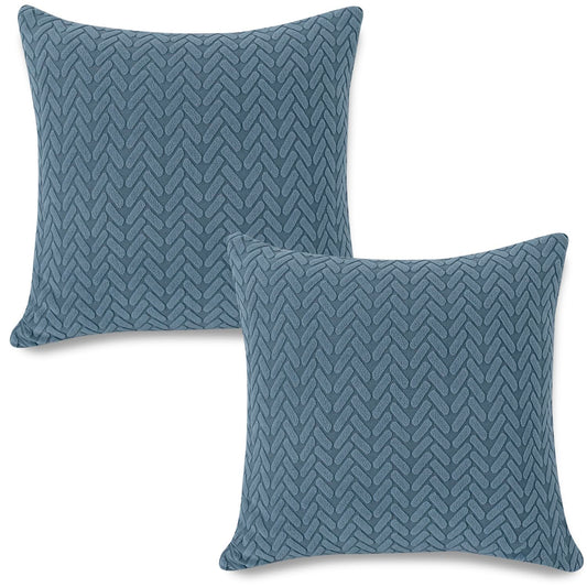 Premium Dark Blue Colour Grid Texture Jacquard Cushion Cover | 18x18 Inch Size