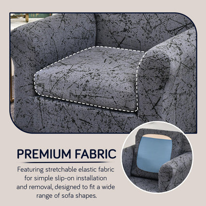 Printed Stretchable Sofa Slipcover with 1/2/3 Pc Separate Seat Cushion Cover for each 1/2/3 Seater, Intense Grey Splatter