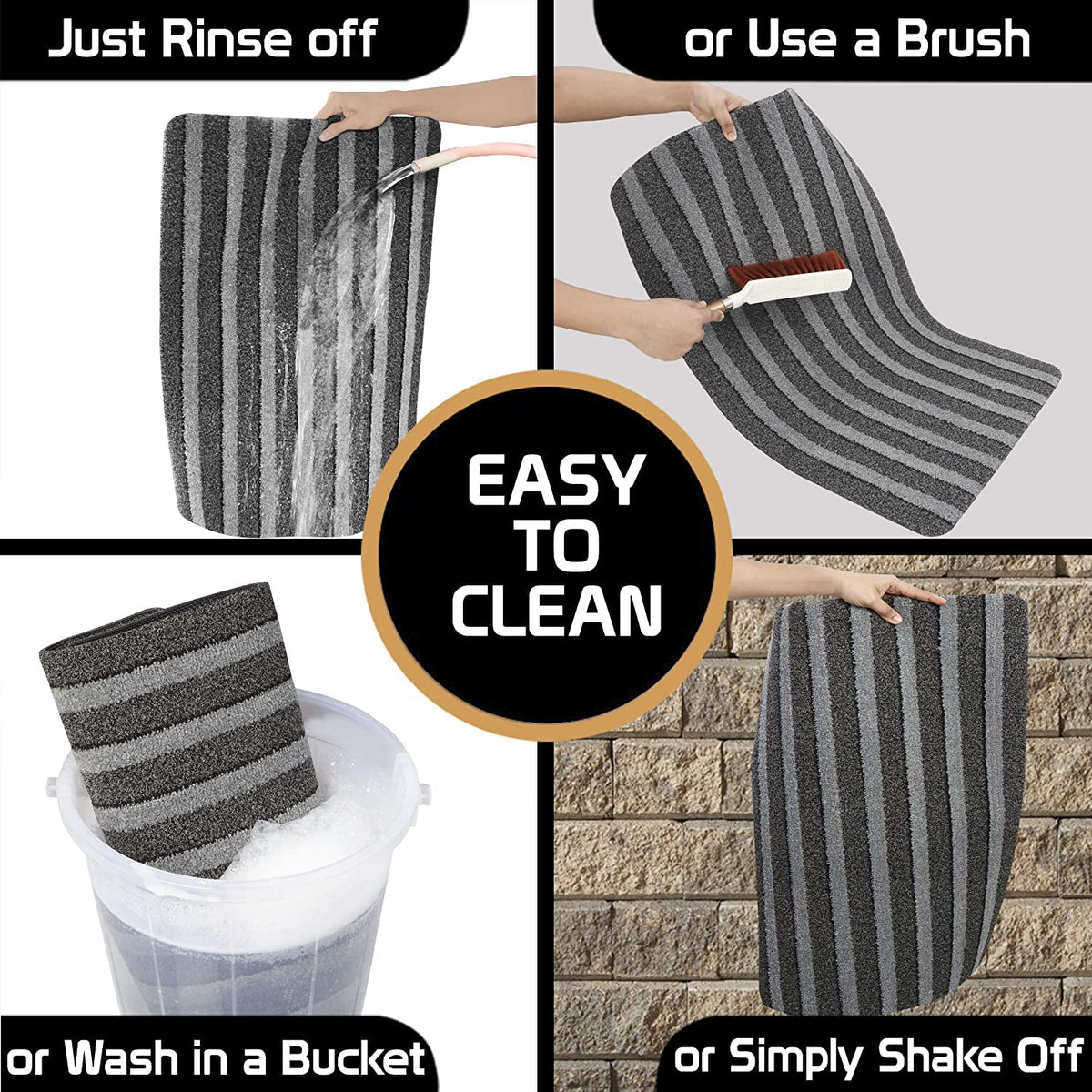 Rubber Back Rectangular Door Mats For Entrance Big Size, 48X78 Cm, Grey
