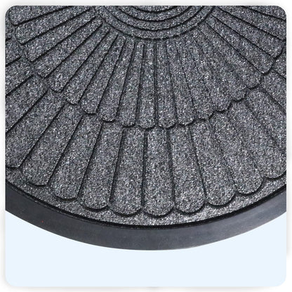45X75cm All Purpose Doormat with Rubber Backing Half Circle Style, Thick mat for Outdoor and Indoor use, Grey