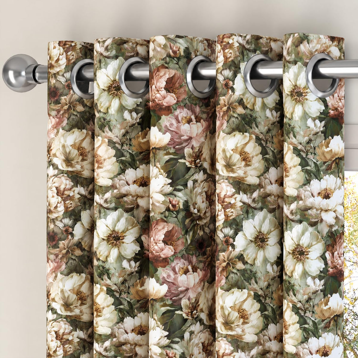 HOKIPO Shade Garden Curtains, 7 Feet Long - Vintage Bloom Sage Green - image 7