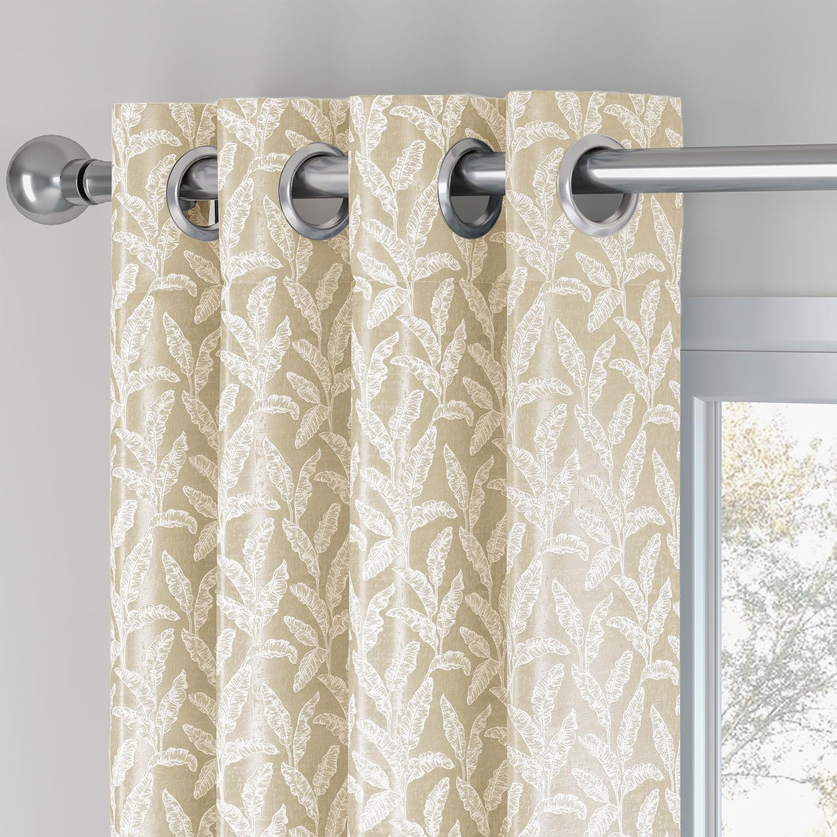 HOKIPO Majestic Eyelet Curtains, 7 Feet Long - Sand - image 6
