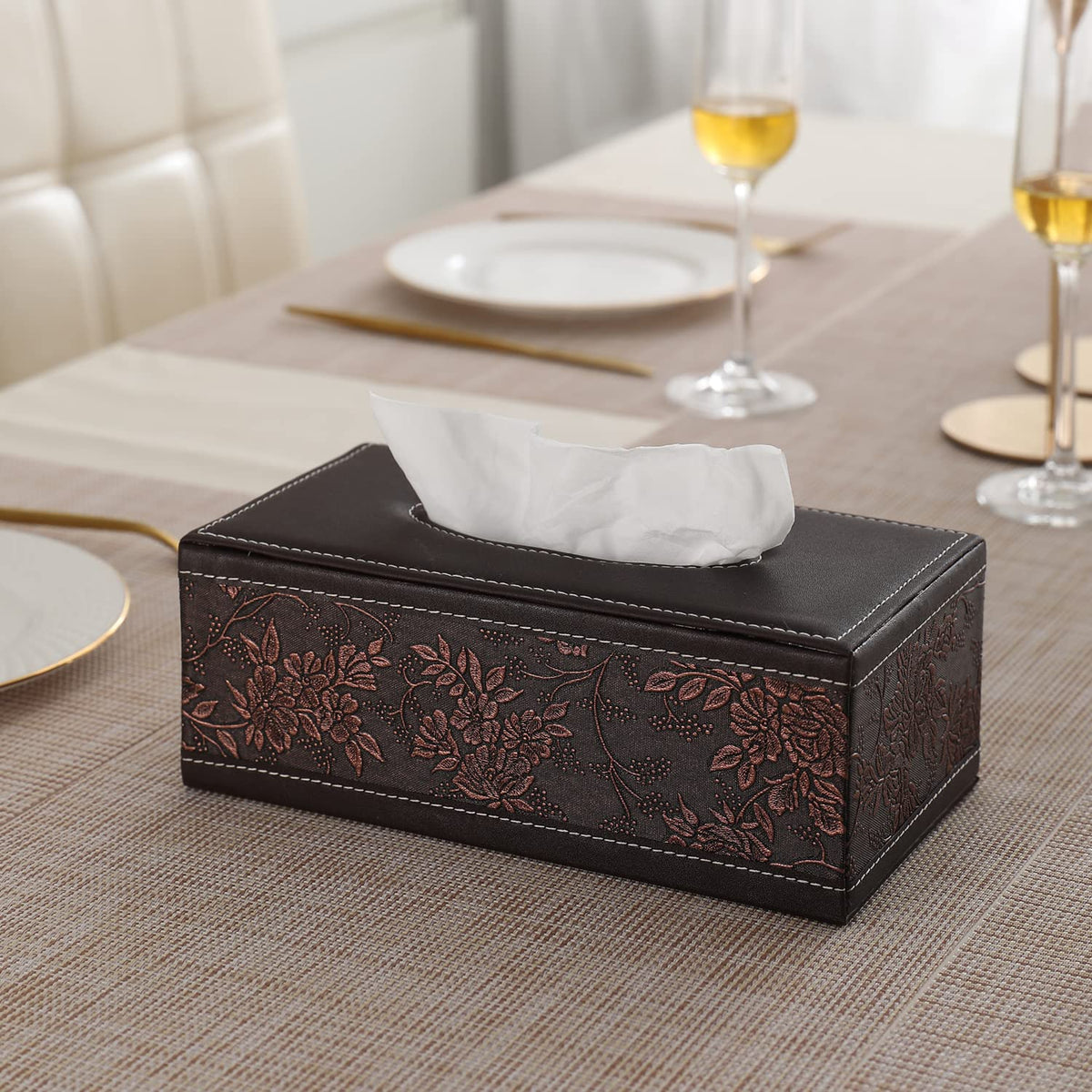 buy stylish premium brown leatherite tissue box | HOKIPO