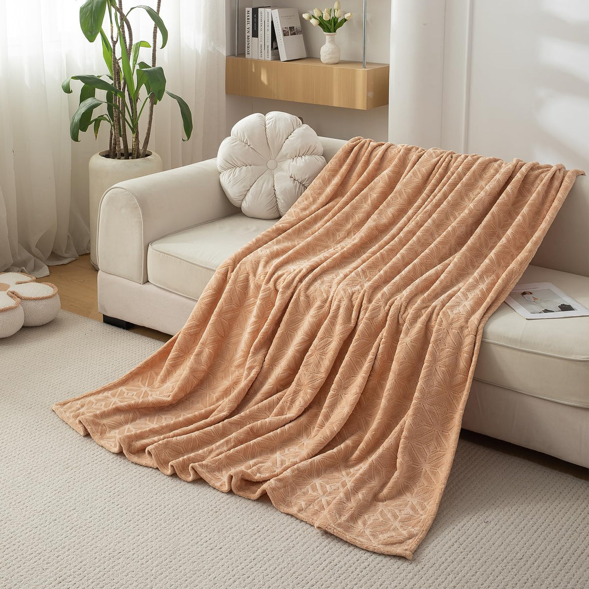 Buy Beige Colour Luxury Blanket | HOKIPO
