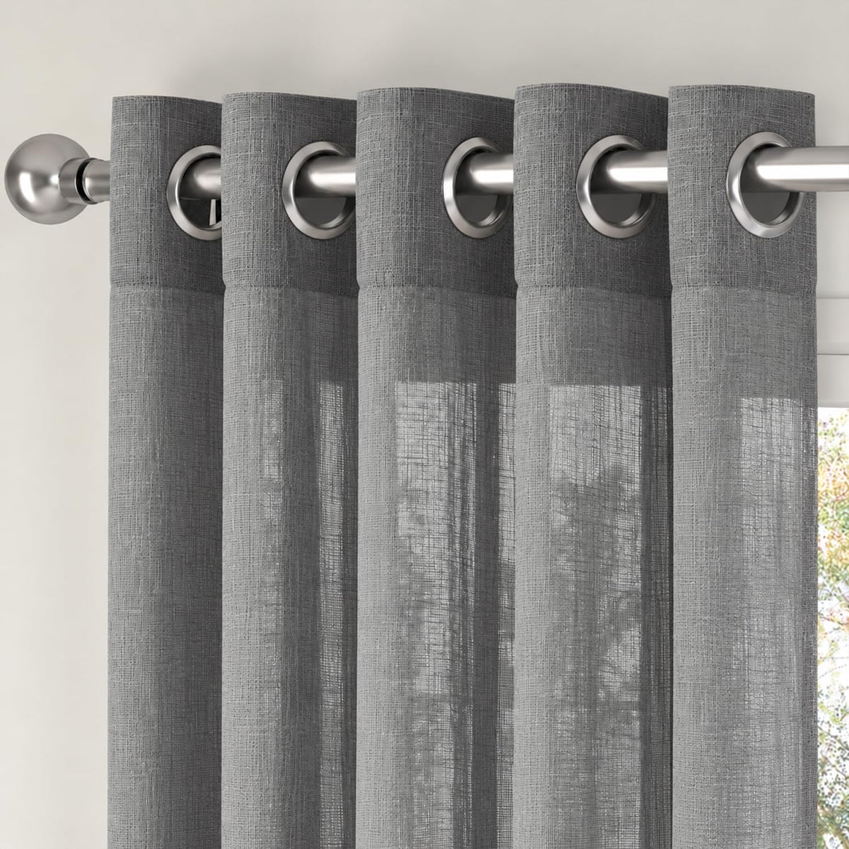 HOKIPO Breeze Sheer Curtains, 7 Feet Long - Charcoal - image 6