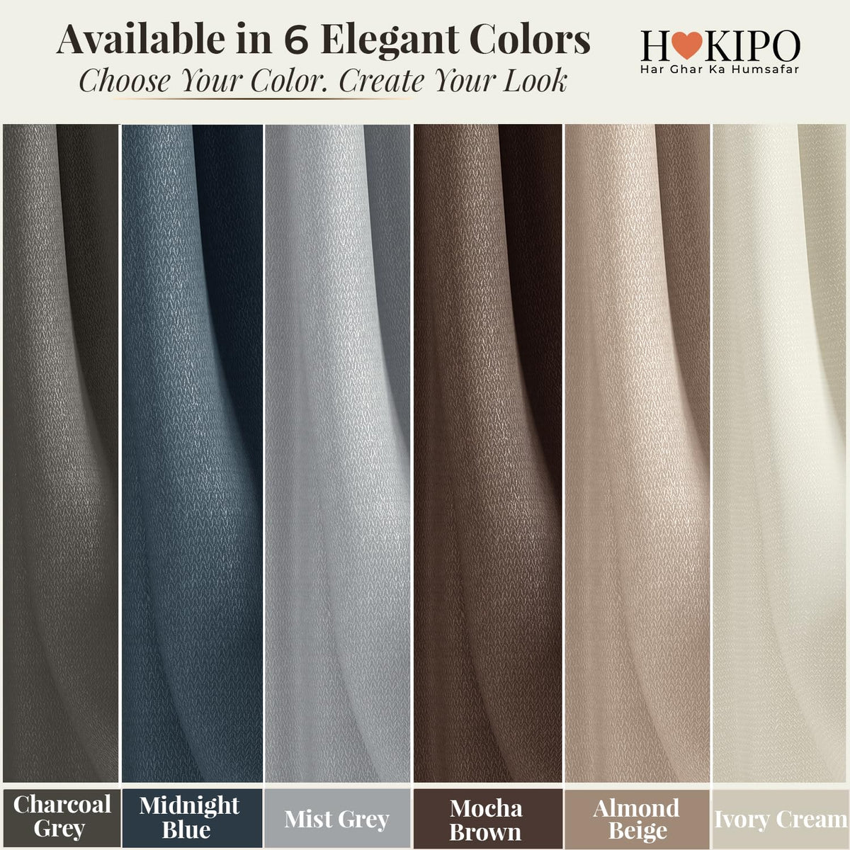 HOKIPO Atmosphere Dimout Curtains, 7 Feet Long - Almond Beige - image 9