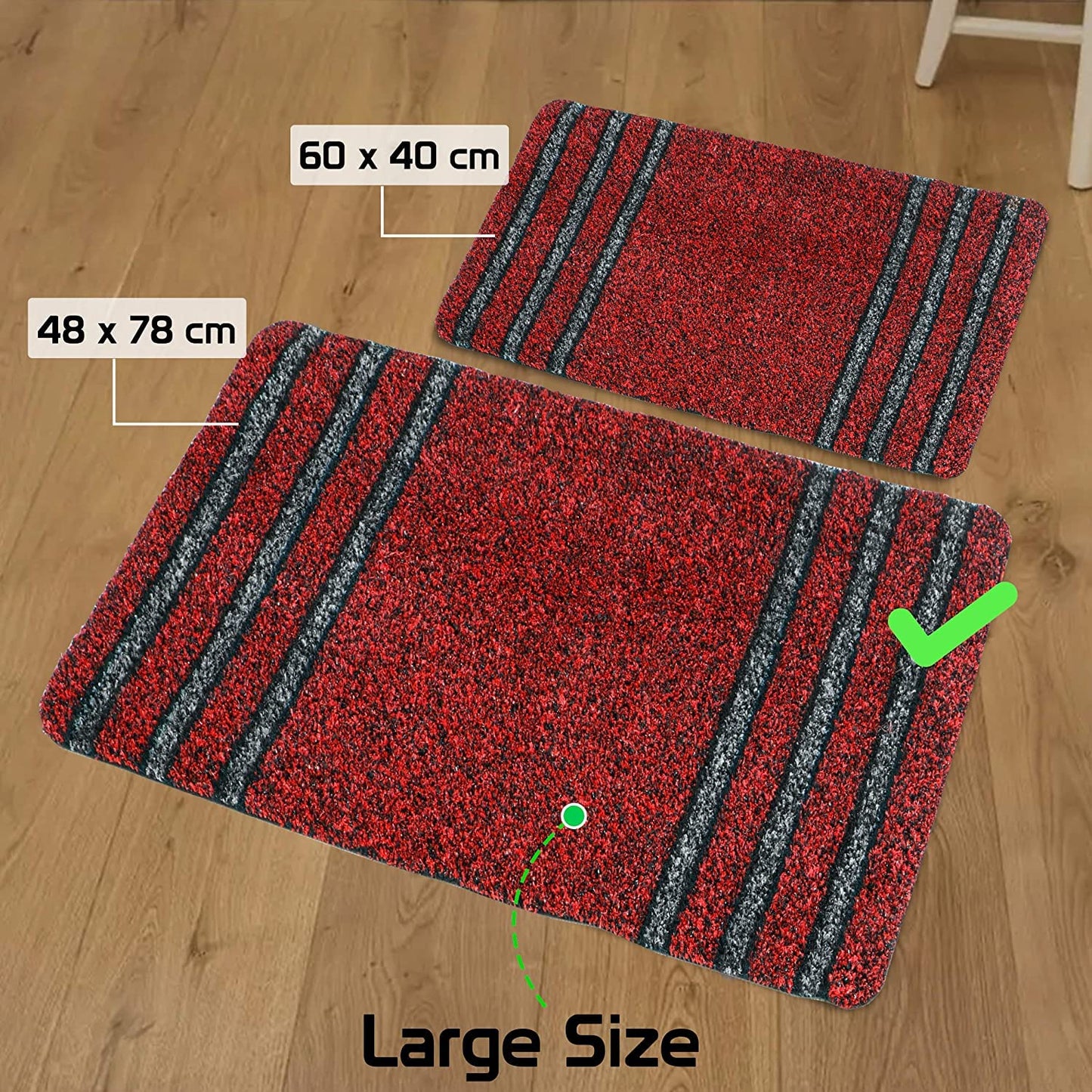 48 X 78 Cm Doormats For Entrance Rectangular Big Size (Red, Polypropylene, Standard)