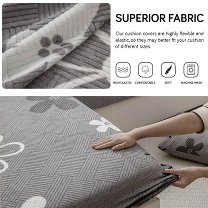 Stretchable Thick Fleece Textured Seat Couch Cushion Cover for 1/2/3 Seater, Moon Grey