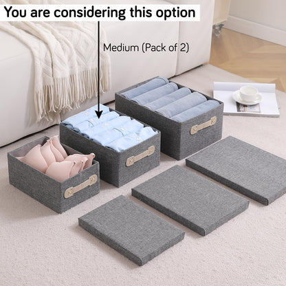 Organisers Storage Box with Lid, Grey, Pack of 1/2