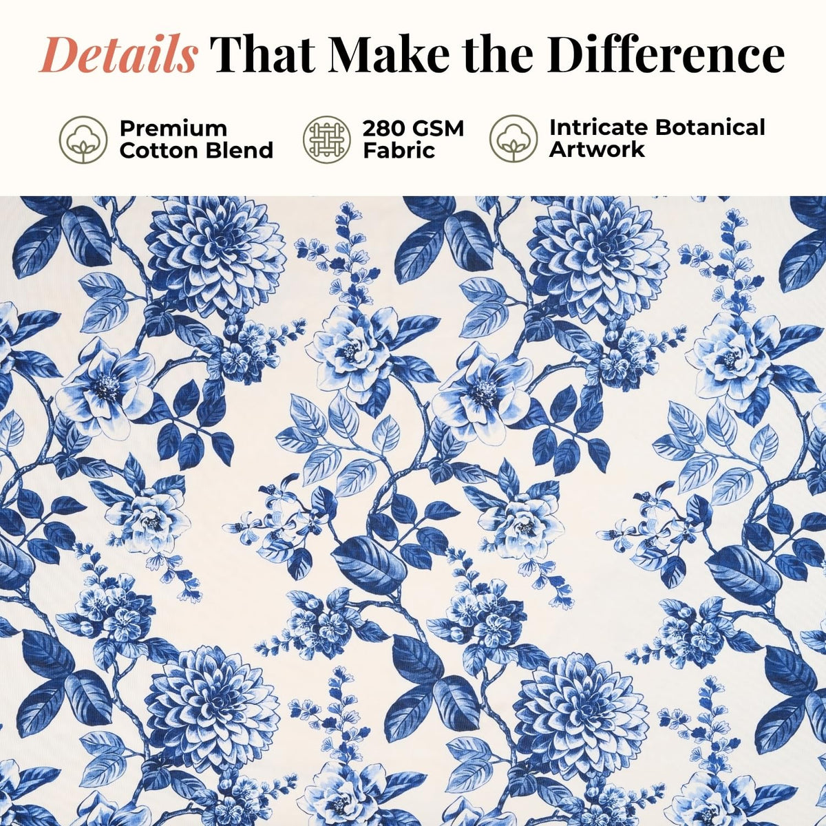 HOKIPO Festive Table Cover Cloth for 6 Seater Dining Table, Blue - image 3