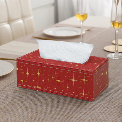 Faux Leather Large Tissue Paper Holder, Red