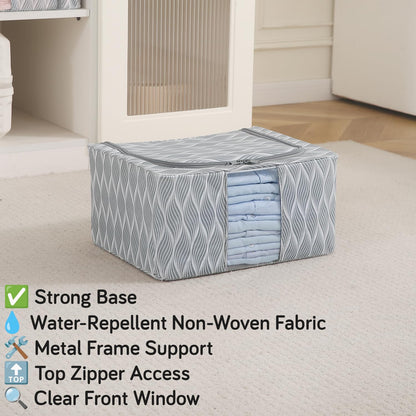 Sturdy, Stackable and Moisture Resistant Non-Woven Cloth Organiser for Storage, Grey