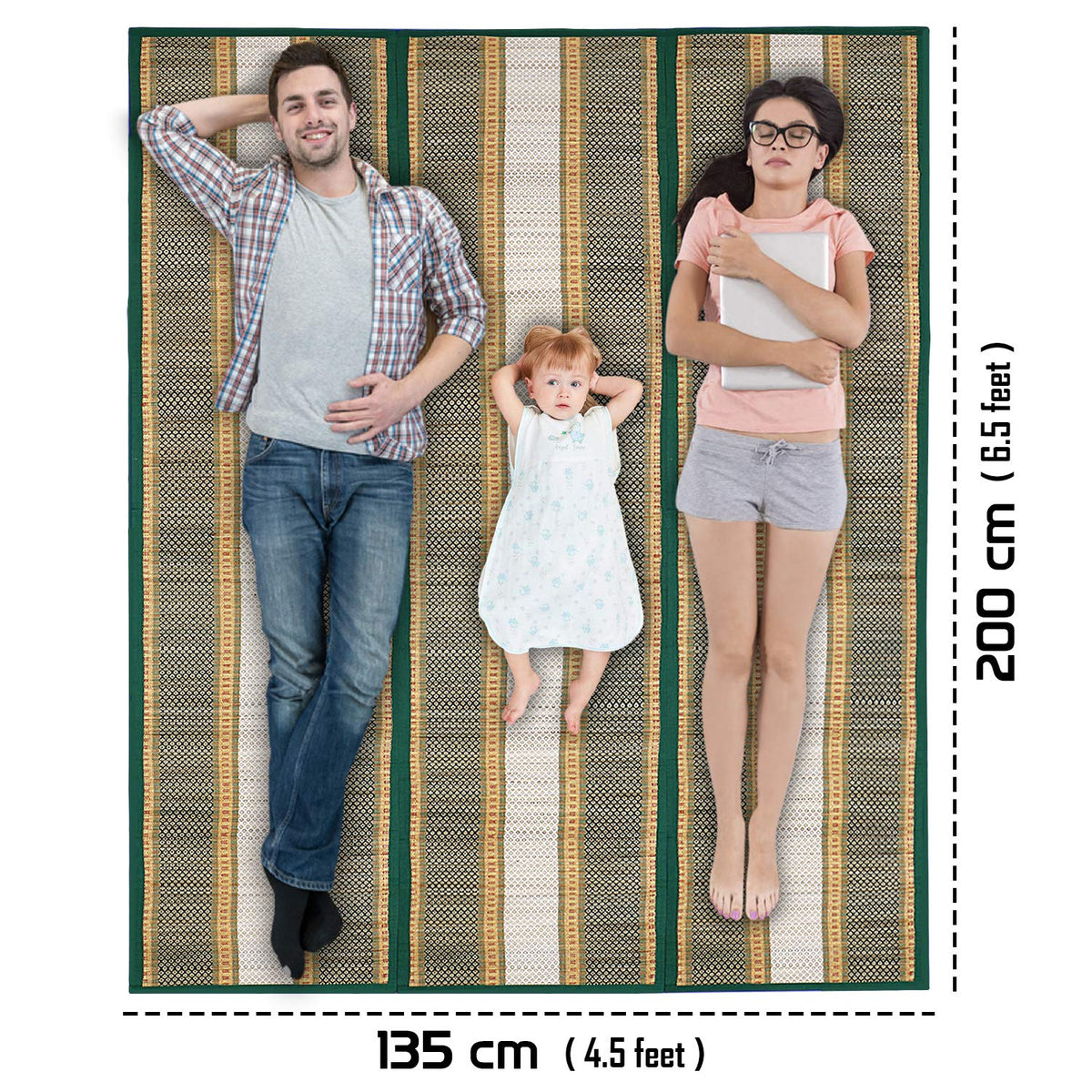Eco-friendly Green sleeping chattai floor mat | HOKIPO