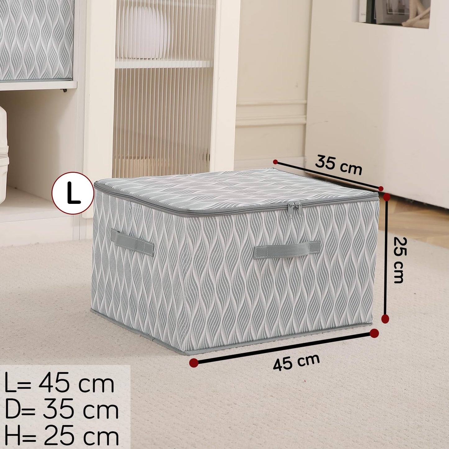 Foldable Clothes Organizer Box | Durable Non-Woven Storage with Zipper & Handle