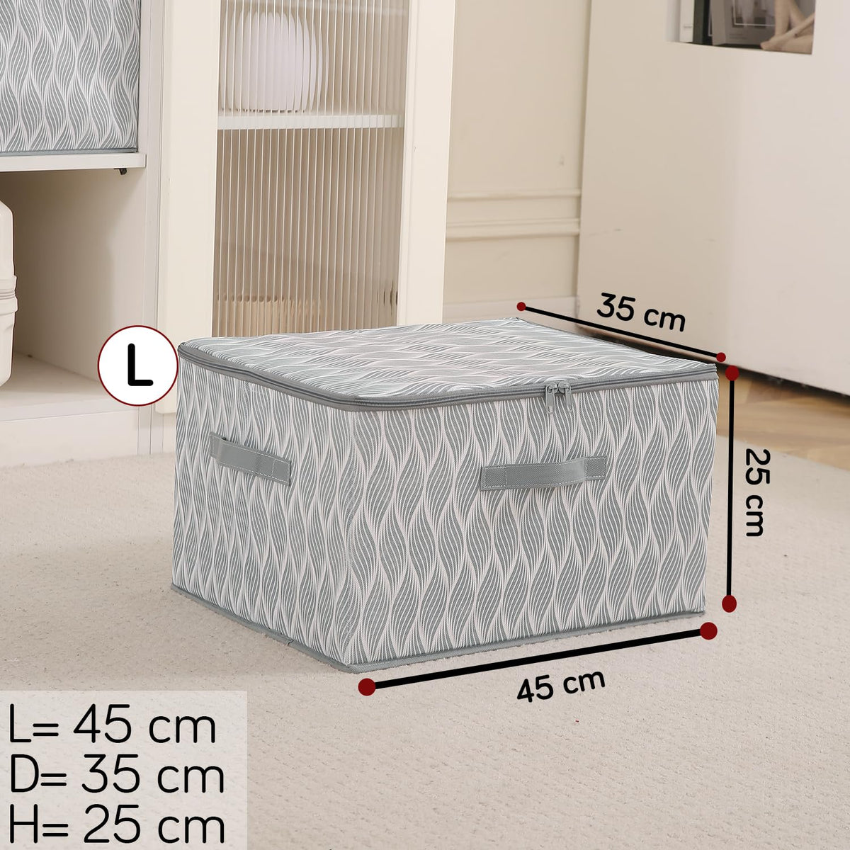 Foldable Clothes Organizer Box | Durable Non-Woven Storage with Zipper & Handle