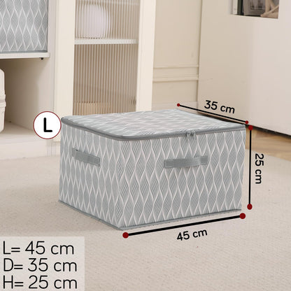 Foldable Clothes Organizer Box | Durable Non-Woven Storage with Zipper & Handle