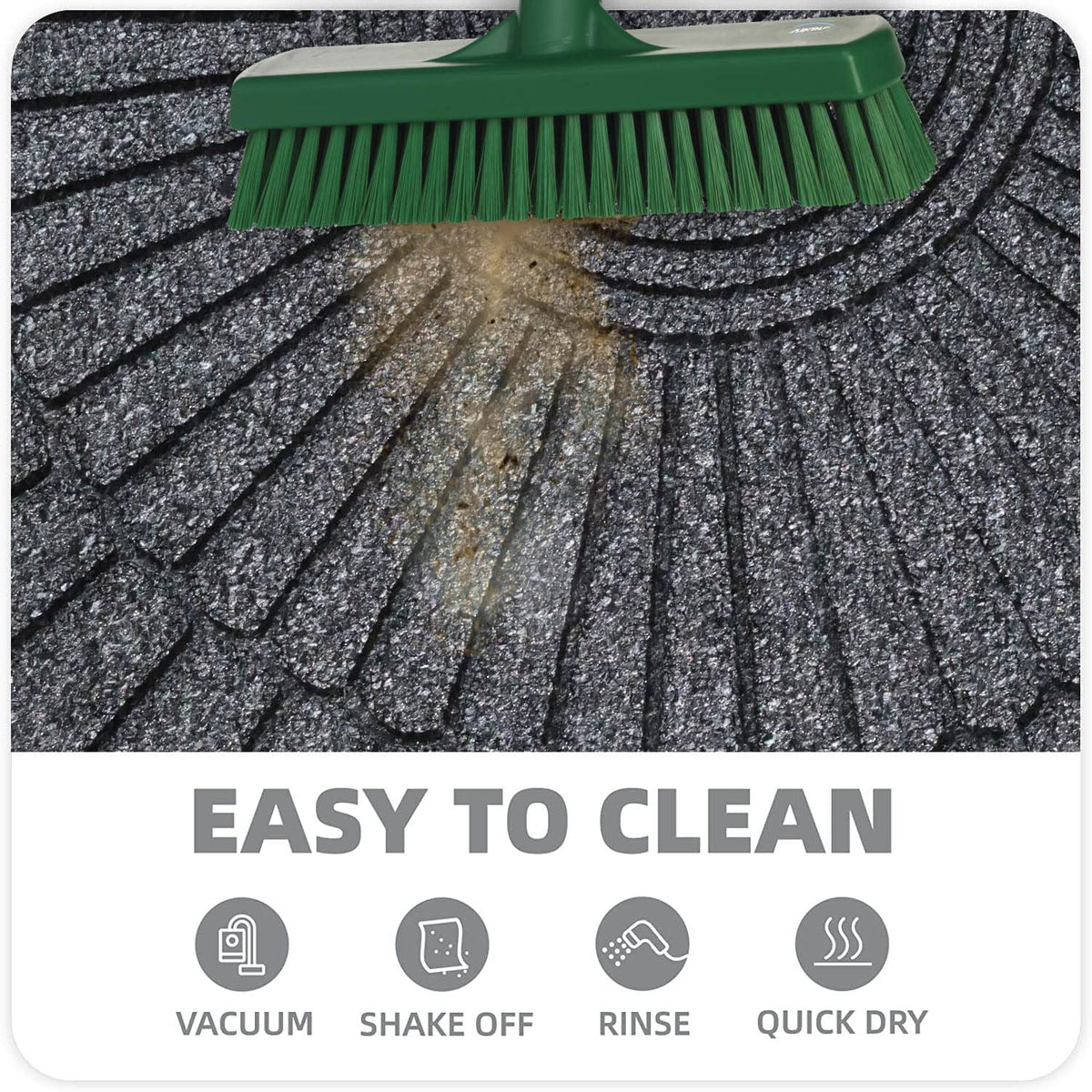45X75cm All Purpose Doormat with Rubber Backing Half Circle Style, Thick mat for Outdoor and Indoor use, Grey