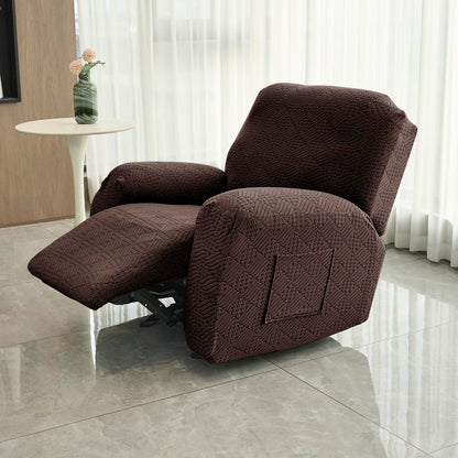 Premium 170 GSM Jacquard Fully Covered Recliner Sofa Cover for 1/2/3 Seaters, Brown