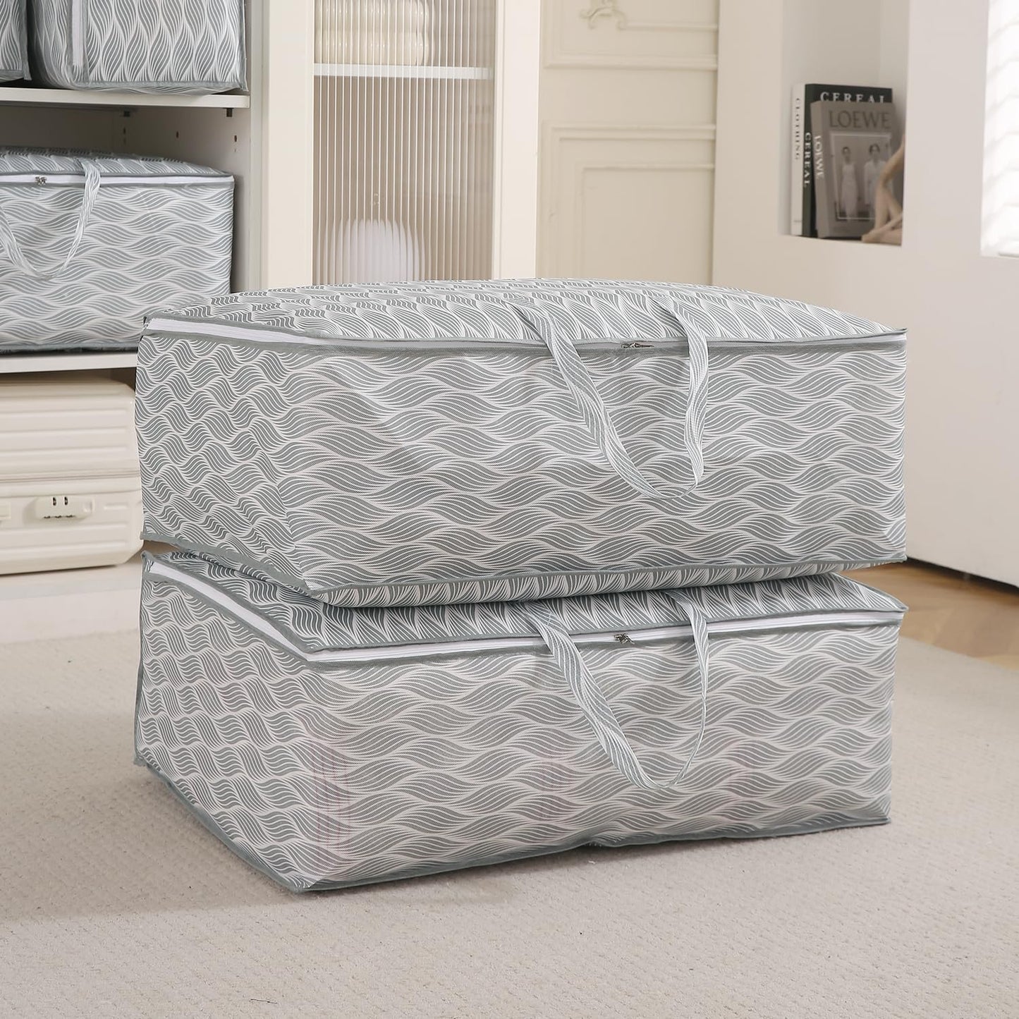 Foldable Clothes & Blanket Storage Bag – Moisture-Resistant, Zippered with Handles