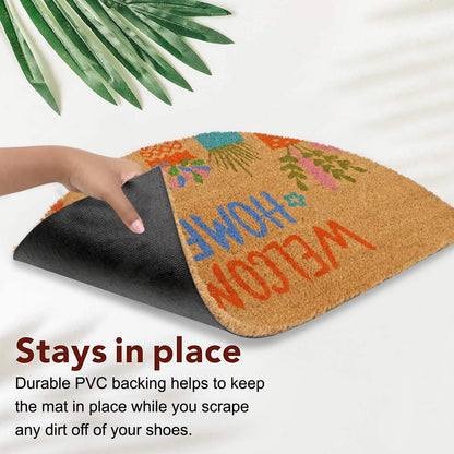 Large 45X75Cm Coir Door Mats For Entrance Big Size Welcome Mat, Welcome Home, Blue (Rectangular)
