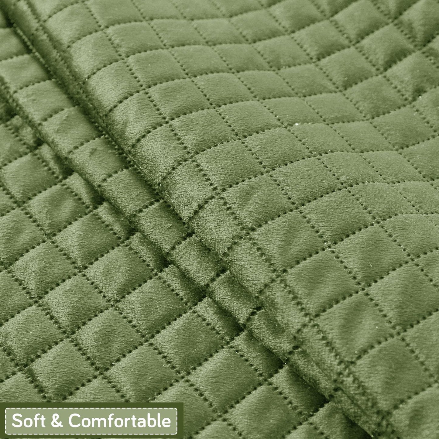 Quilt Classic 5-Seater Sofa Cover (3+1+1), Green