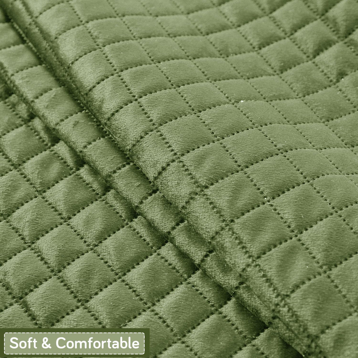 Quilt Classic 5-Seater Sofa Cover (3+1+1), Green