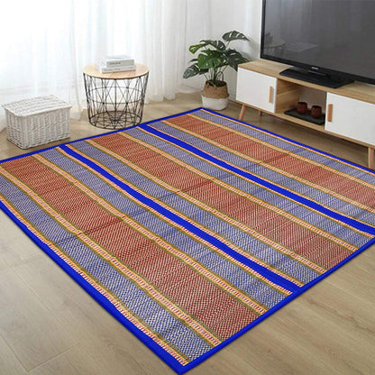 Natural Handmade Madurkathi Large Chatai Mats for Home, Blue