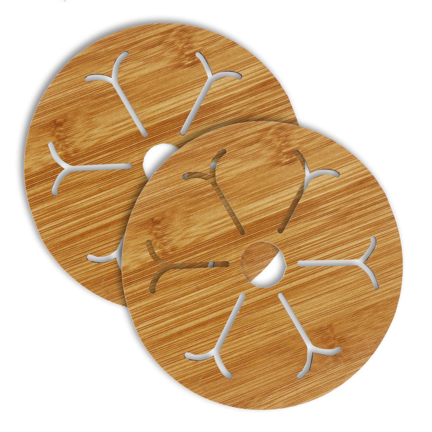 HOKIPO Eco-Friendly Bamboo Wooden Coasters for Home Pan Pot Holder, Dining Table Heat Pad for Kitchen - Pack of 2/4/6