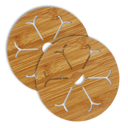 HOKIPO Eco-Friendly Bamboo Wooden Coasters for Home Pan Pot Holder, Dining Table Heat Pad for Kitchen - Pack of 2/4/6