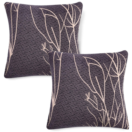 HOKIPO Stretchable Pack of 2 Cushion Cover 16x16, Dark Coffee Twigs