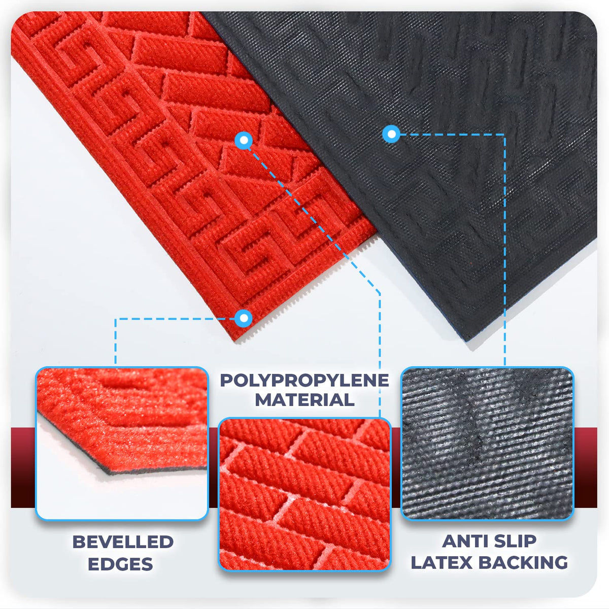 Polypropylene Outdoor mat for Entrance, Welcome mat floor mat, Red