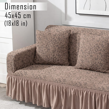 Buy Light Taupe Colour Woven Jacquard Zippered Square Sofa Pillow Cover Online - Best for sofa or chair Pillows