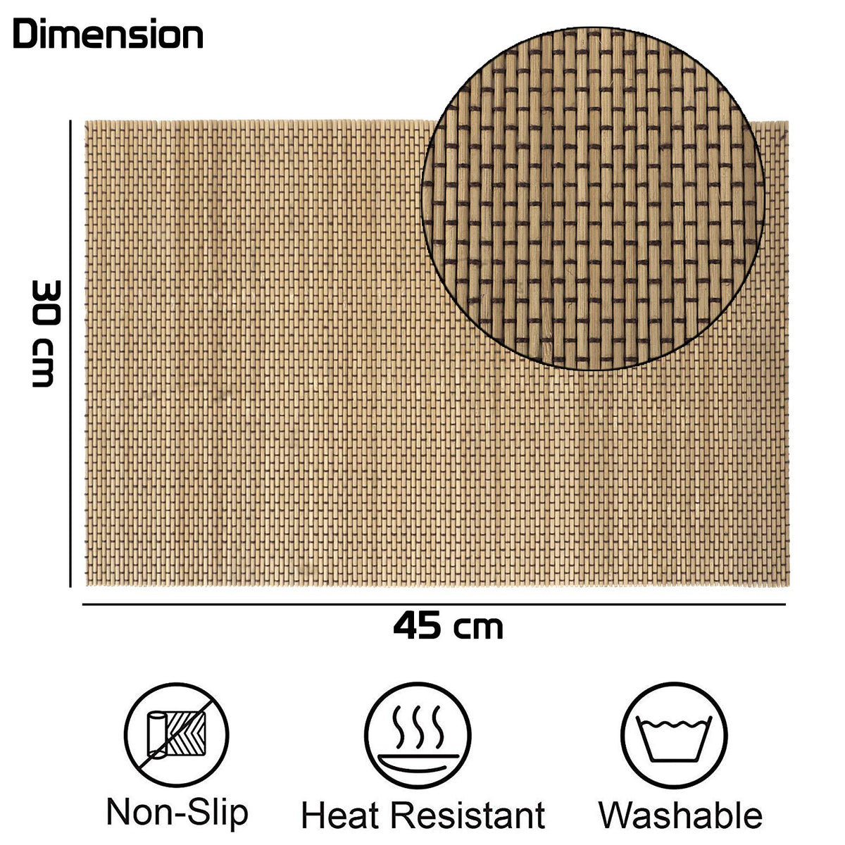 Buy Desert Brown bamboo 45x30 cm placemat | Hokipo