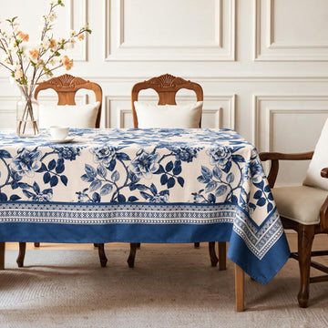 HOKIPO Festive Table Cover Cloth for 6 Seater Dining Table, Blue - image 1